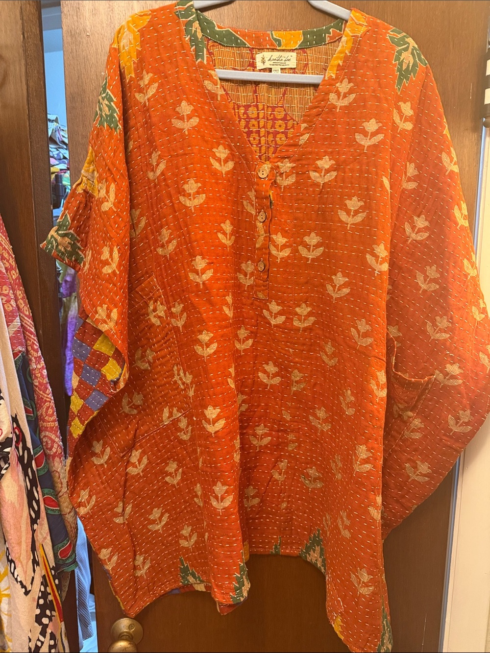 Kantha Bae Midi Muu- fall colors w/checkerboard pattern on back